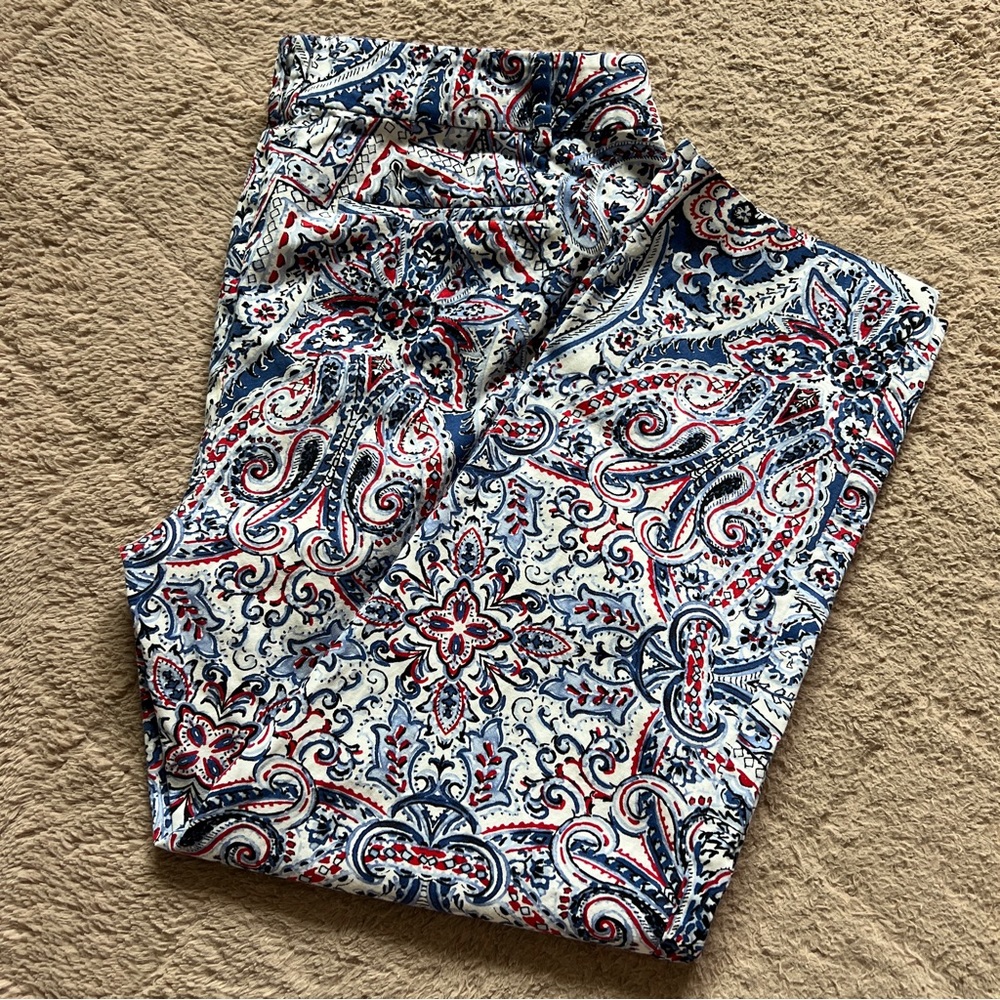 Talbots The Perfect Crop Paisley Print Pants Preppy Cottage Capsule Size 8‎